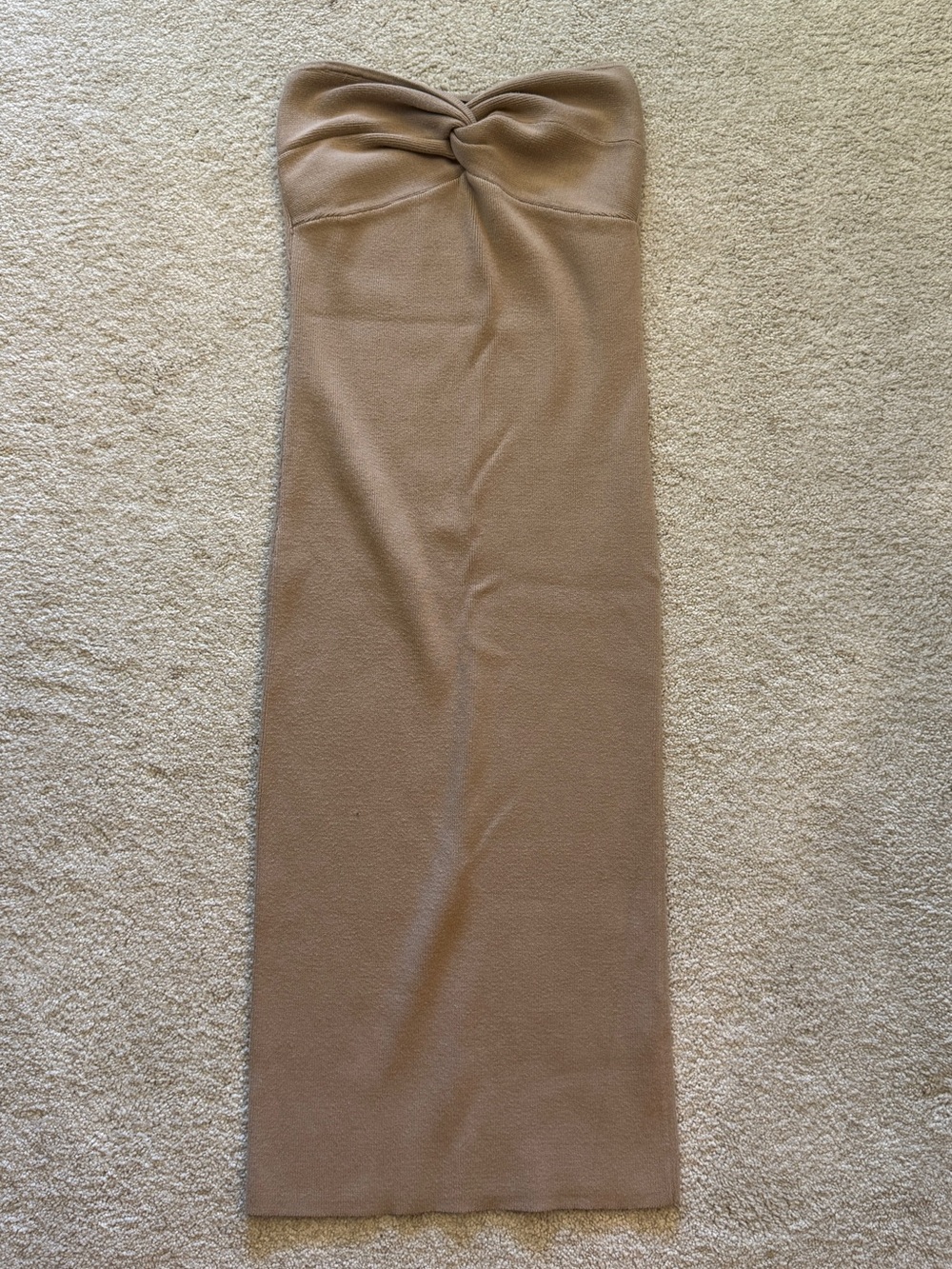 Dynamite Strapless Twist Maxi Skirt in Taupe